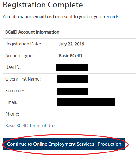 BCeID Register screen shot 2