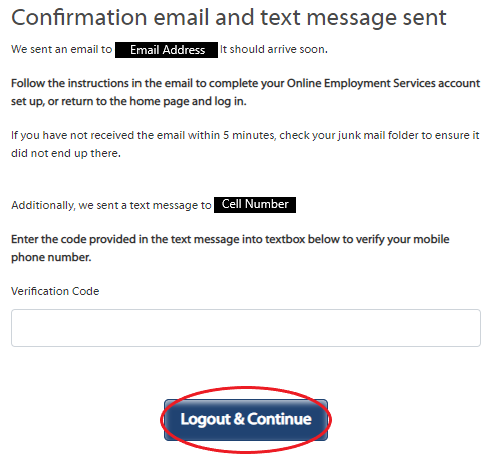 Confirm OES account screen shot